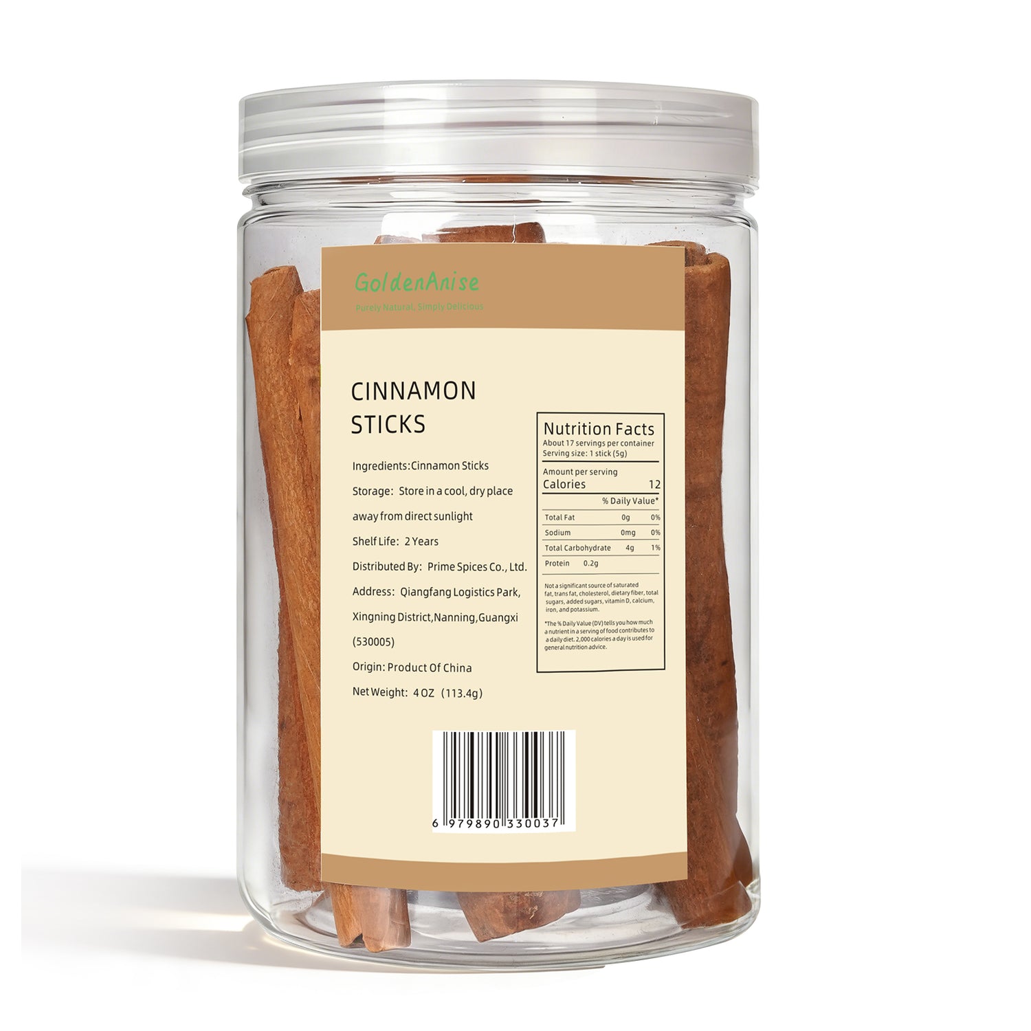 GoldenAnise Premium Cinnamon Sticks, Available in 4 oz, 8 oz (Reusable Airtight Canister),   Whole Cinnamon Sticks for Baking, Cooking, Beverages, Coffee, Tea and Mulled Wine, 100% Raw and Aromatic Culinary Spice, Non-GMO