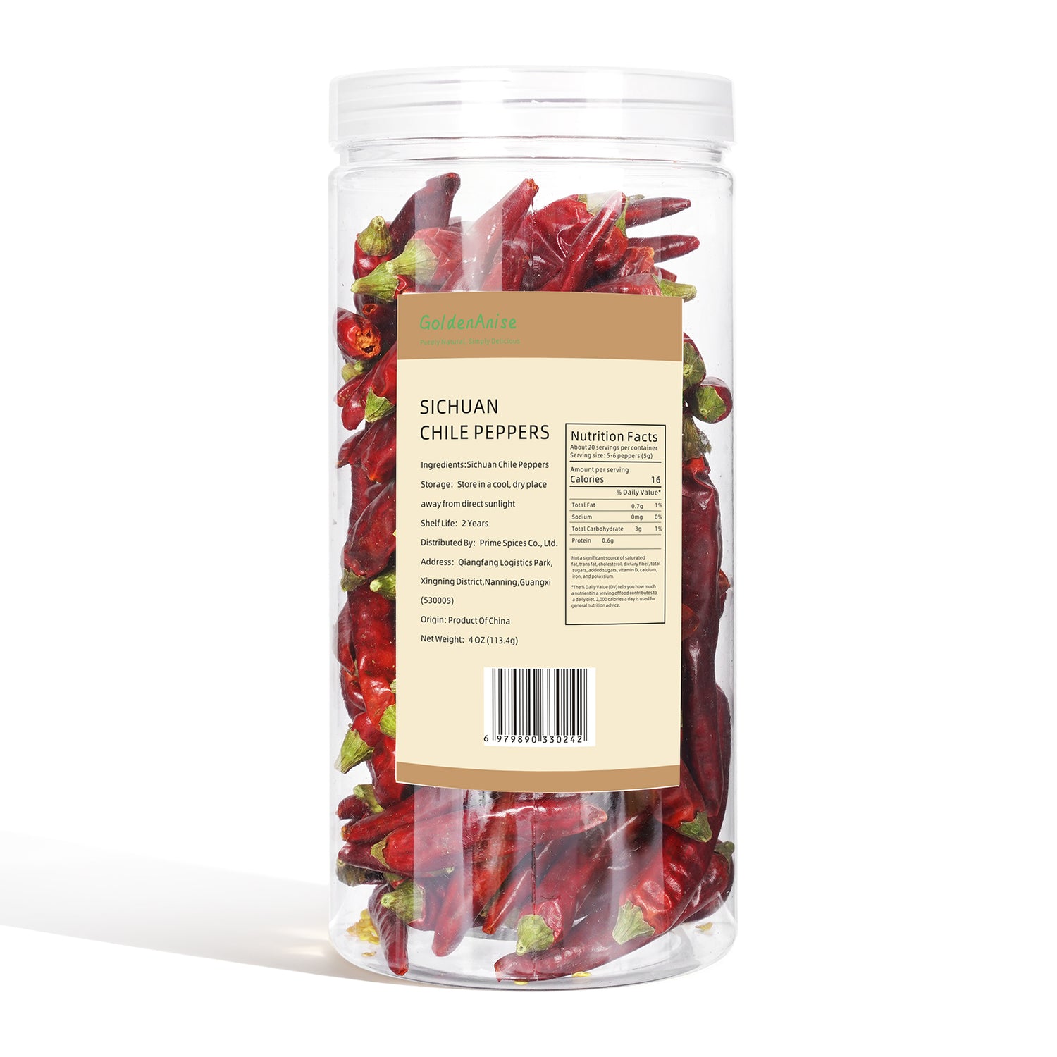 GoldenAnise Whole Dried Sichuan Red Chili Pods - Available in 4 oz & 8 oz - Authentic Chinese Dried Peppers with Medium Heat, Non-GMO & All-Natural, Perfect for Chili Oil, Hot Pot, Szechuan Cuisine & Spicy Stir-Fries
