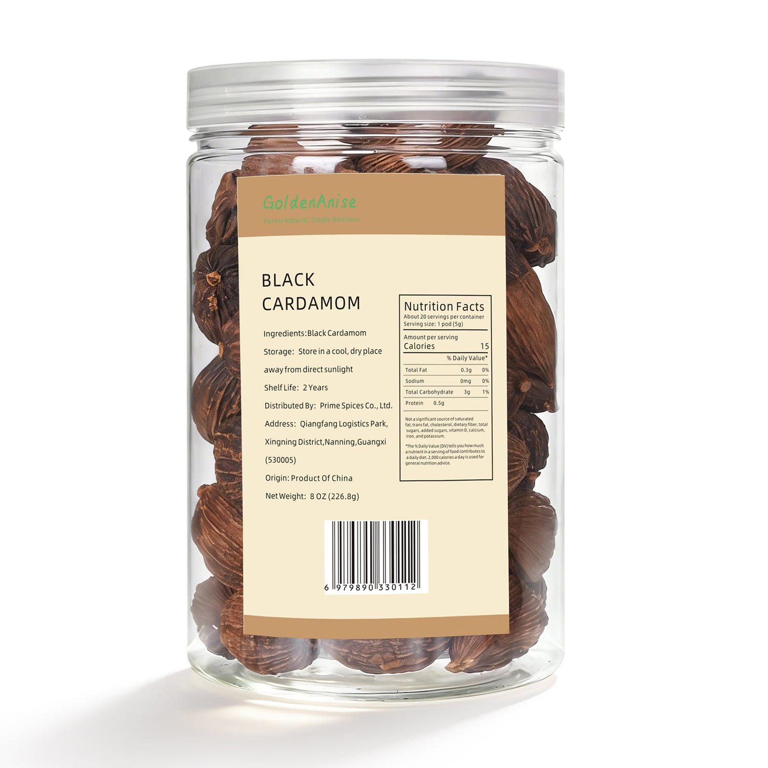 GoldenAnise Whole Black Cardamom Pods  (Chinese Black Cardamom / Tsaoko), Available in 4 oz, 8 oz, 1lb,, Premium Smoky Aromatic Spice for Authentic Asian, Indian & Chinese Cooking, Non-GMO, Pure & Natural