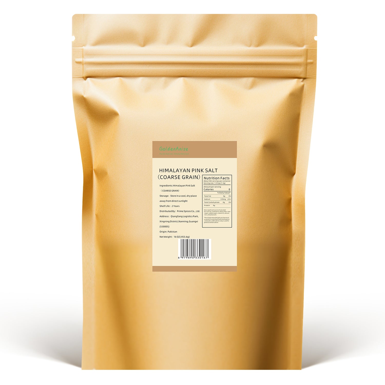 GoldenAnise Himalayan Pink Salt Coarse Grain, 1 lb (454g), Natural Pink Salt for Grinder Refill, Pure Gourmet Crystal Mined from Ancient Mountains, Non-GMO & Kosher Certified, Rich in 84 Essential Minerals